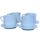 Ver imagem 1 de Jogo 4 Xícaras de Café e Chá com Pires - 150ml Empilháveis - Porcelana Branca