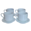 Ver imagem 5 de Jogo 4 Xícaras de Café e Chá com Pires - 150ml Empilháveis - Porcelana Branca