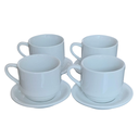 Ver imagem 2 de Jogo 4 Xícaras de Café e Chá com Pires - 150ml Empilháveis - Porcelana Branca