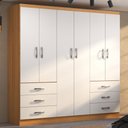 Ver imagem 1 de Guarda-roupa Casal New Encante 6 Portas 6 Gavetas Cinamomo/branco - Evidencia Móveis