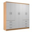 Ver imagem 2 de Guarda-roupa Casal New Encante 6 Portas 6 Gavetas Cinamomo/branco - Evidencia Móveis