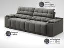 Ver imagem 4 de Sofá com Porta Copos Carregador Usb Ret Rec Samurai 2,30m Velosuede Cinza - Netsofas
