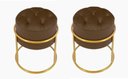 Ver imagem 1 de Kit 2 Puff Banqueta Estofado Decorativo Base de Ferro Capitonê Suede Marrom do Lar Móveis e Decoraçã