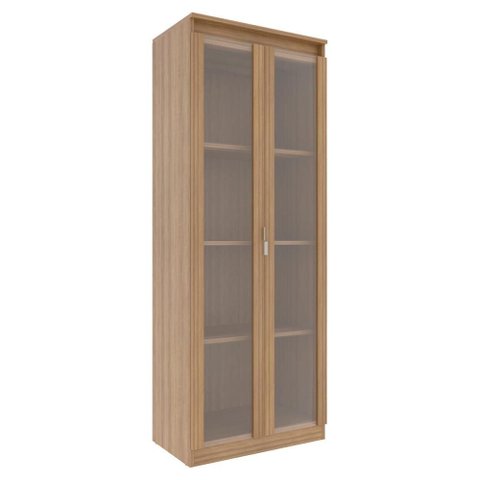 Armario Multiuso 2 Portas Vidro 160x60 Cm Am3111 Amendoa Tecno Mobili