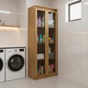 Ver imagem 7 de Armario Multiuso 2 Portas Vidro 160x60 Cm Am3111 Amendoa Tecno Mobili