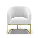 Ver imagem 4 de Kit 2 Poltronas Stella Bouclê Off White Base Metálica Industrial Dourado - D'Rossi