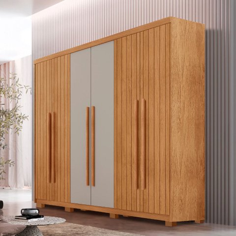 Guarda Roupa Casal Toronto 100 Mdf 6 Portas e 2 Gavetas com Pés Moderna Mobília