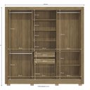 Ver imagem 2 de Guarda Roupa Casal 3 Portas de Correr com 2 Gavetas Espelho e Pés 223cm Cb01m570 Kappesberg