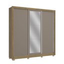 Ver imagem 1 de Guarda Roupa Casal 3 Portas de Correr com 2 Gavetas Espelho e Pés 223cm Cb01m570 Kappesberg