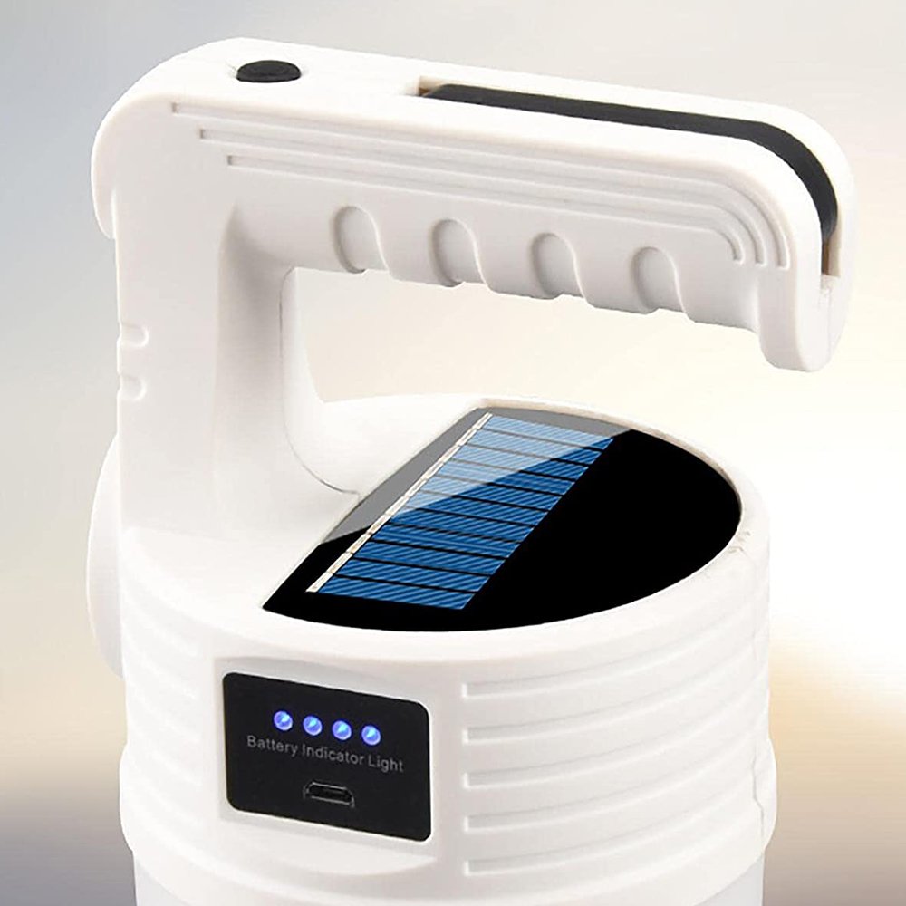 Luminaria Solar 2 Em 1 Lanterna Duplo Led Gancho Pendurar Acampamento A Prova De Agua Portatil - 8