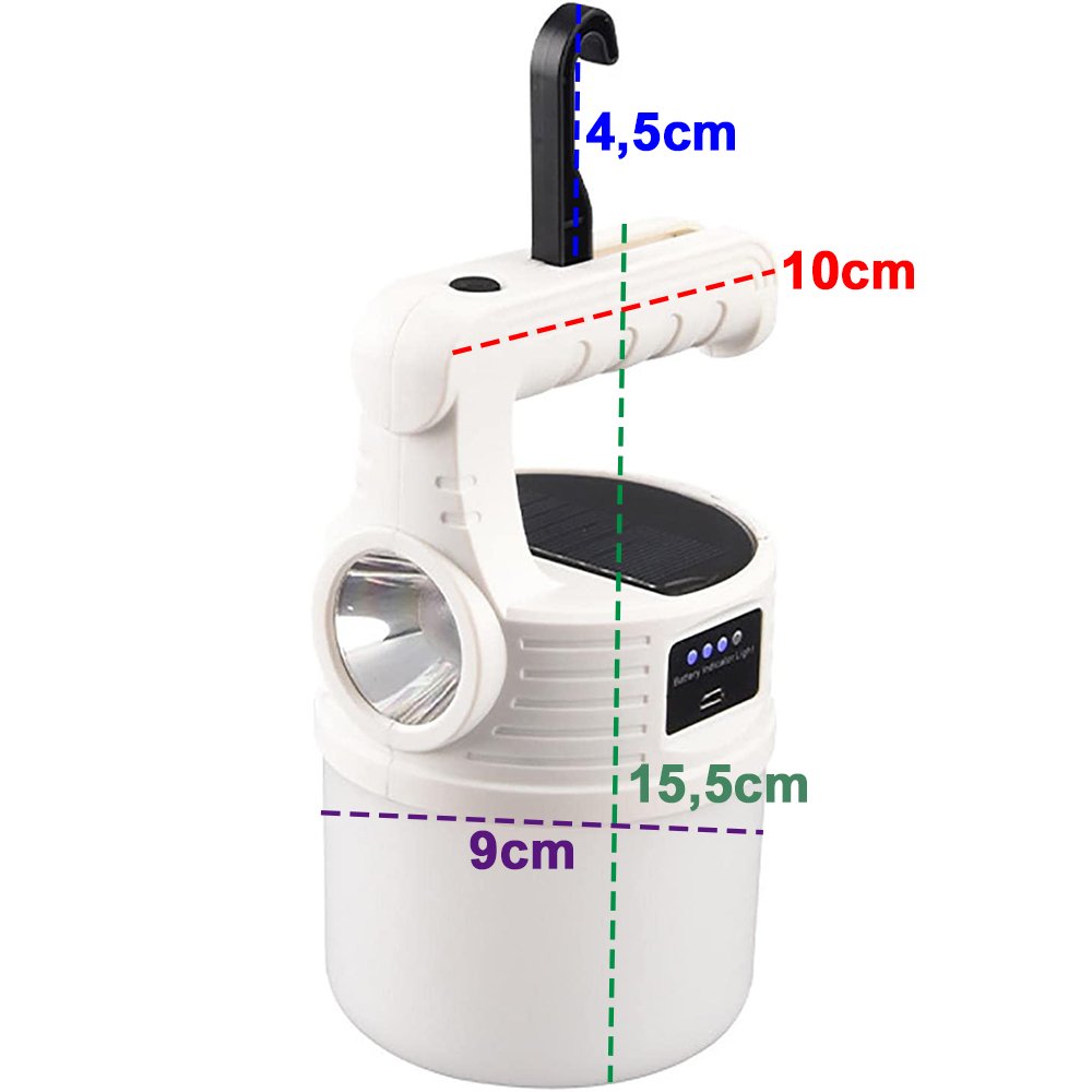 Luminaria Solar 2 Em 1 Lanterna Duplo Led Gancho Pendurar Acampamento A Prova De Agua Portatil - 2