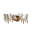 Ver imagem 2 de Conj Sala de Jantar Mesa Islândia 180 Tampo Vidro/MDF Cr c/ 6 Cad Irlanda Marrom/Offwhite/Imbuia