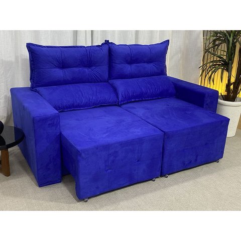 Sofá Retrátil Reclinável 1,80 M Azul 910 Lia