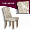 Ver imagem 7 de Conjunto Sala de Jantar Mesa Tampo de Vidro 6 Cadeiras Luanda Yescasa Marrom/Imbuia/Veludo Creme