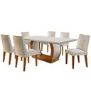 Ver imagem 3 de Conjunto Sala de Jantar Mesa Tampo de Vidro 6 Cadeiras Luanda Yescasa Marrom/Imbuia/Veludo Creme