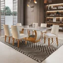 Ver imagem 2 de Conjunto Sala de Jantar Mesa Tampo de Vidro 6 Cadeiras Luanda