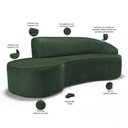 Ver imagem 3 de Sofá 3 Lugares Curvo Sala de Estar Living Firenze Direito D02 Couríssimo Verde 180 cm B-89 - Lyam
