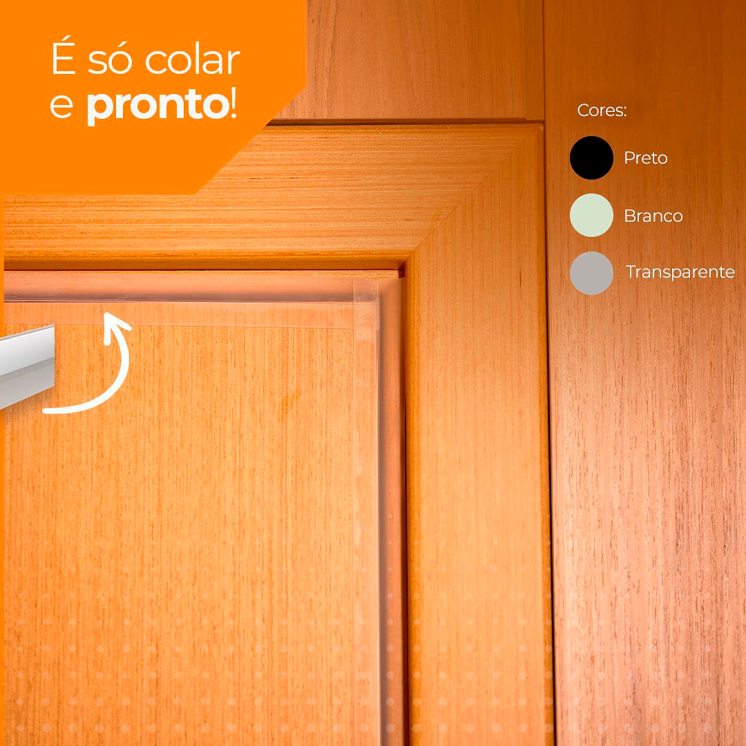 Veda Fresta Fita Adesiva Protetor Porta Janela Vedação Comfort Door 5 Metros Preto - 7