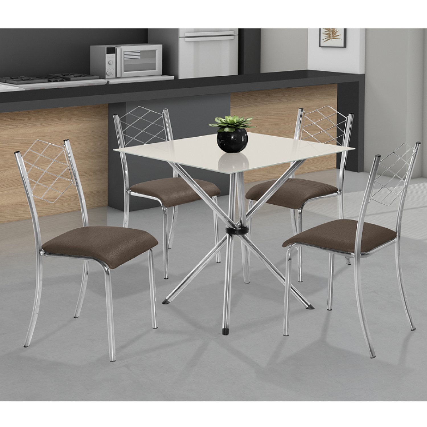 Conjunto para Cozinha Mesa Lana 80x80cm com 4 Cadeiras Ortenia ...