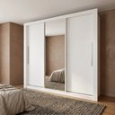 Ver imagem 1 de Guarda-Roupa Casal com Espelho MDF 3 Portas de Correr 4 Gavetas Milão Branco