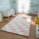 Ver imagem 1 de Tapete Infantil Mosaico Almofadado para Quarto 218x100cm Rosa Keiko Colchões