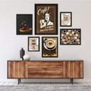 Ver imagem 1 de Kit Composição 6 Quadros Decorativos Temáticos Café:madeira Branca