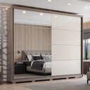 Ver imagem 2 de Guarda Roupa Casal Dream 2 Portas Deslizantes Avelã/Off White com Espelho – Móveis Henn