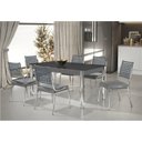 Ver imagem 1 de Conjunto Sala de Jantar Mesa Natani 160x90cm com 6 Cadeiras Natani Junco Yescasa Cinza/Preto/Cromado