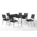 Ver imagem 2 de Conjunto Sala de Jantar Mesa Natani 160x90cm com 6 Cadeiras Natani Junco Yescasa Preto/Cromado