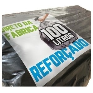 500 Un Saco de Lixo 100 Litros Preto Reforçado Preto