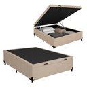 Ver imagem 1 de Base Box Baú Casal Suede Alali 138x188x40cm:Bege