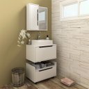 Ver imagem 1 de Kit Banheiro Modulado com Espelho Cuba e Gaveteiro Branco Tecno Mobili