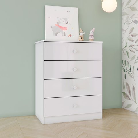 Cômoda Infantil 4 Gavetas Sonho Encantado Espresso Móveis Branco