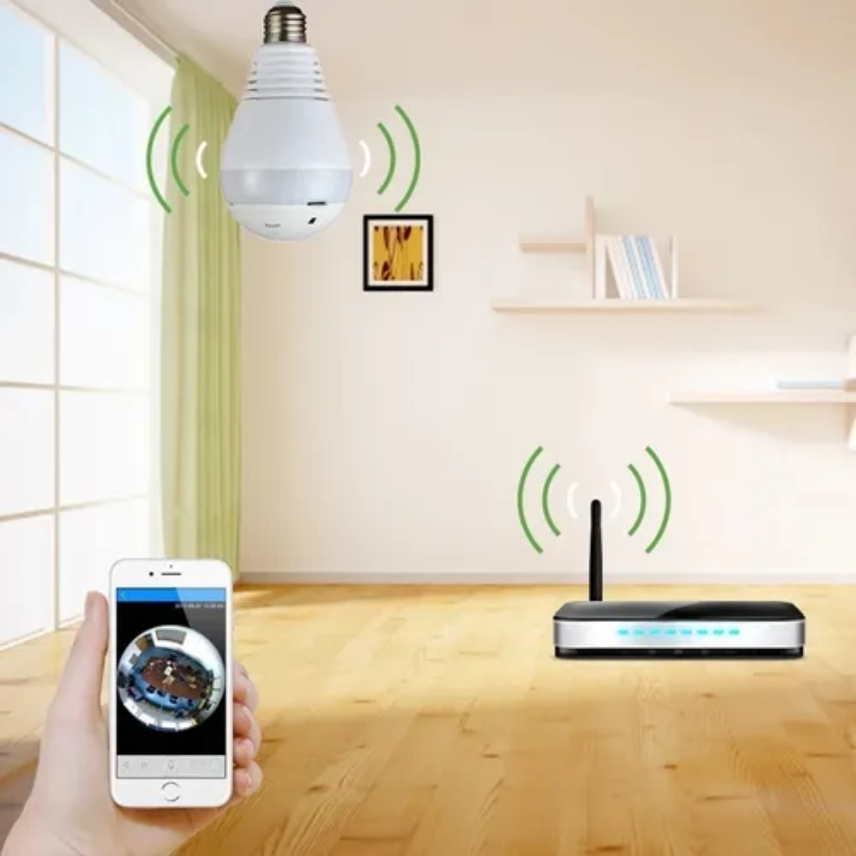 Lâmpada Led com Câmera Espiã 360º Panorâmica Wifi Microfone - 5