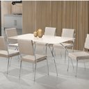 Ver imagem 1 de Conjunto Sala de Jantar Mesa Milleni 160x90cm Tampo Vidro com 6 Cadeiras Riana