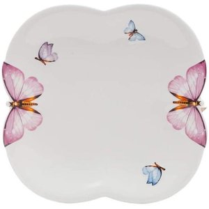 Jogo 6 Pratos Sobremesa Porcelana Borboletas 19cm Wolff