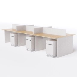 Estação de Trabalho 6 Lugares 450x120 com Gaveteiro de 2 Gavetas Cor:legno Salinas com Branco - 1