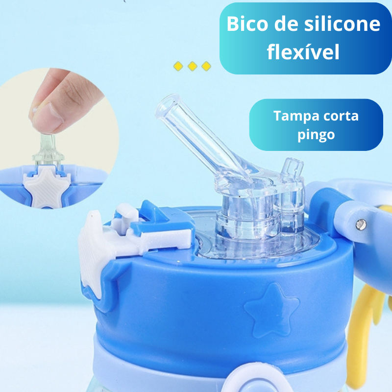 Garrafa Squeze Alce Infantil Bpa Free Enfeites Adesivo 600ml:azul - 7