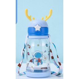 Garrafa Squeze Alce Infantil Bpa Free Enfeites Adesivo 600ml:azul - 8