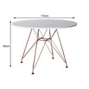 Ver imagem 2 de Mesa Eiffel Redonda 110Cm Tampo De Madeira Branco Com Base De Ferro Cobre - Cor: Marrom