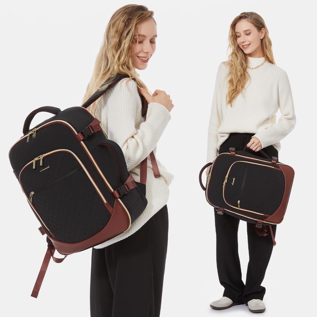 Lovevook Mochila de Viagem Tsa Aprovada 30l para Laptop 17.3" (preto/marrom) - 6