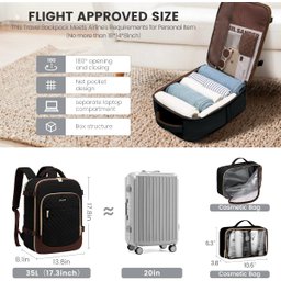 Lovevook Mochila de Viagem Tsa Aprovada 30l para Laptop 17.3" (preto/marrom) - 3