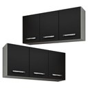 Ver imagem 1 de 2 Armários Aéreos 03 Portas 120Cm Branco/Preto Lumil Móveis