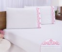 Ver imagem 2 de Jogo lençol quarto casal Padrão bordado 3 peças branco rose