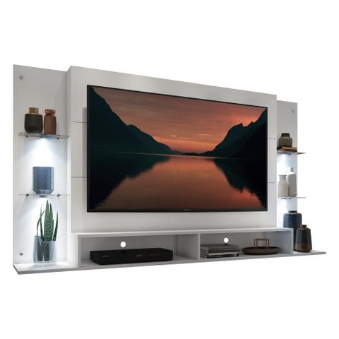Painel com Suporte TV 60" e 4 Leds Vegas Multimóveis V3678 Branco