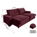 Ver imagem 3 de Sofá Califórnia Retrátil e Reclinável 4 Lugares 2,30m com Molas Ensacadas e Pillow Vinho