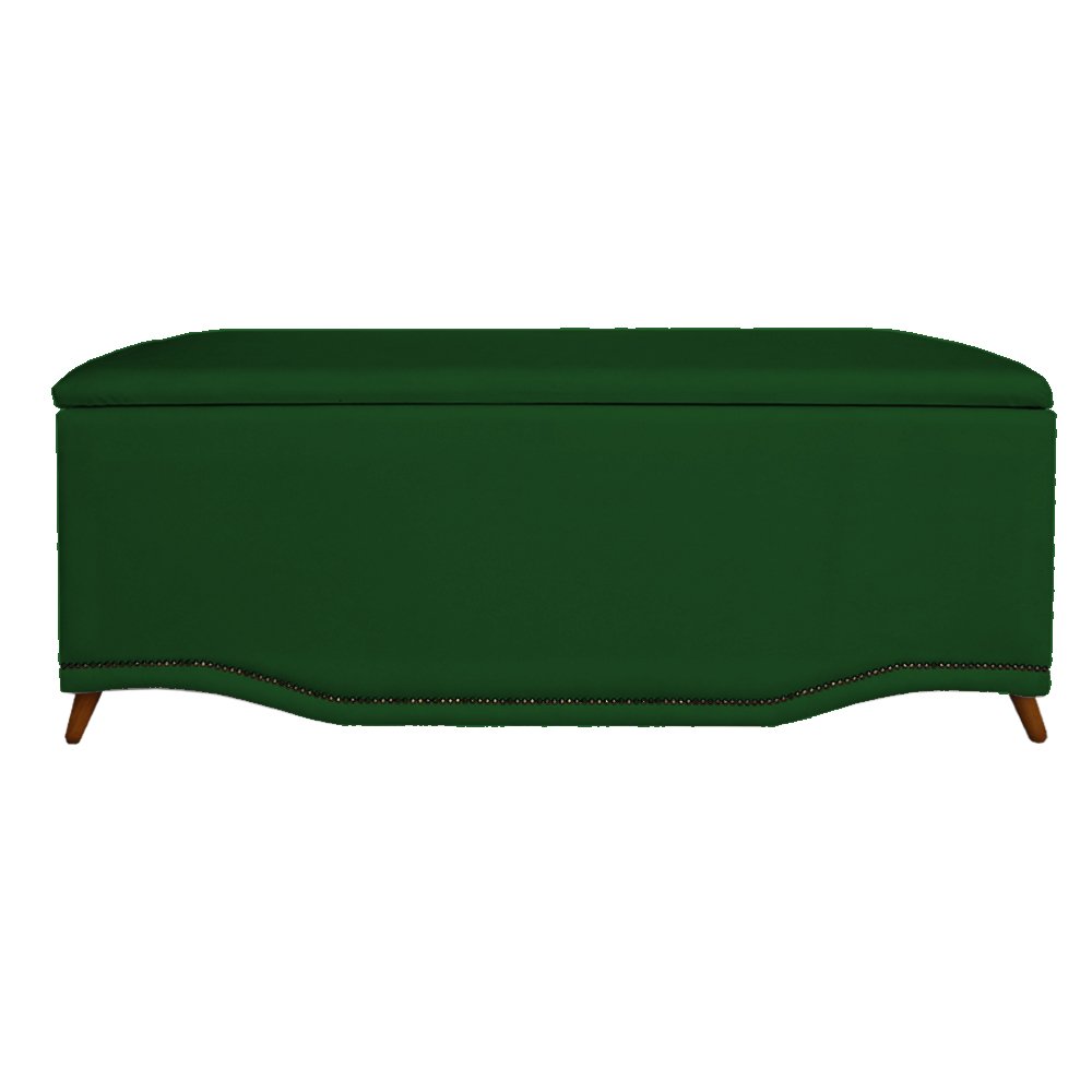 Calçadeira Recamier Baú Solteiro 90cm Greta Suede Verde - DS Estofados - 1