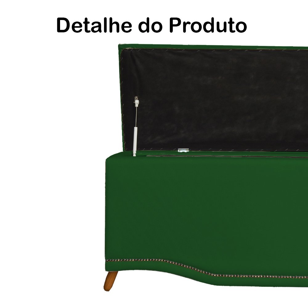 Calçadeira Recamier Baú Solteiro 90cm Greta Suede Verde - DS Estofados - 3