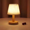 Ver imagem 2 de Abajur Lâmpada de cama led base madeira maciça decoração proteção para os olhos curto sono mesa luz