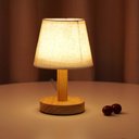 Ver imagem 1 de Abajur Lâmpada de cama led base madeira maciça decoração proteção para os olhos curto sono mesa luz